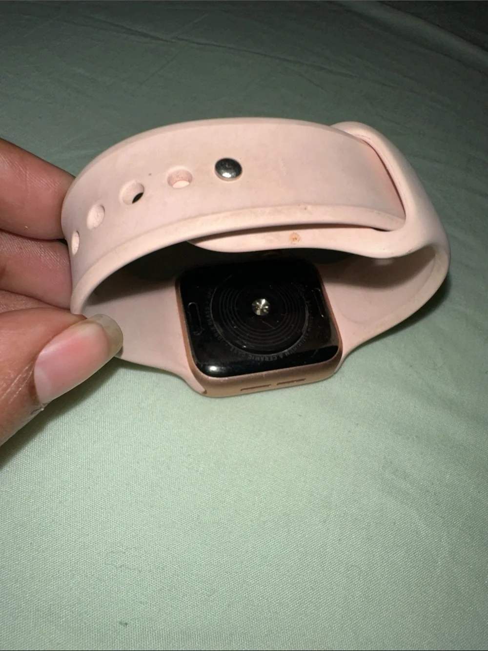 Apple Watch in Rose Gold with Light Pink Sport Band